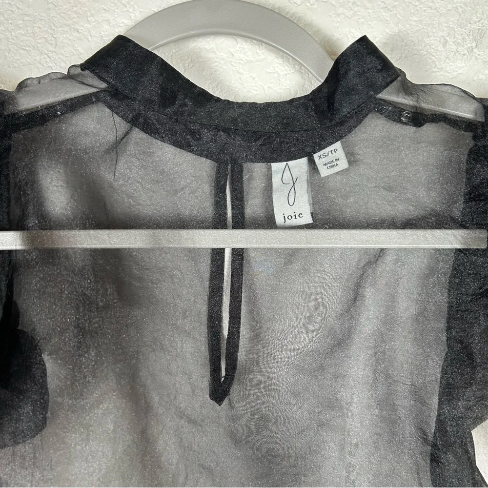 Joie Black Sheer Ruffle Sleeve Blouse - Picture 8 of 10